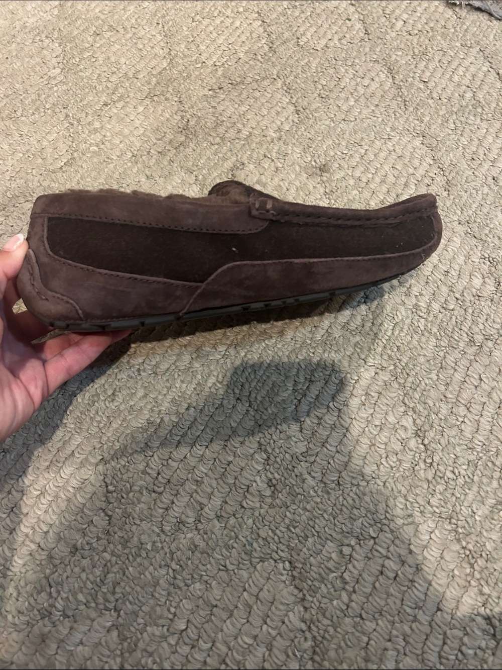 UGG ASCOT Men's Brown Suede Moccasin Slipper - Plush Lined Comfort - Picture 7 of 16